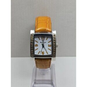 Lucien Piccard Swiss Quartz Tank Orange Crystal Bezel Womens Watch New Battery